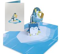 Sweetpopup® Penguin 3D Pop Up Card, Greeting Card, Birthday Card, Travel Voucher, Gift Card, Travel, Holiday, Wanderlust Homesickness, Folding Card, Penguin & Travel Case, 176