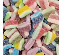 Sweets and Candy® Assorted Fizzy Fruit Slices 1kg Bulk Bag - Sugar Coated Jelly Sweets in Blue Raspberry, Watermelon, Cherry, Strawberry, Lime & Piña Colada Flavours - Soft & Chewy Pick and Mix Candy