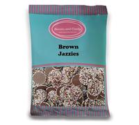 Sweets and Candy® Brown Jazzies 1Kg - Chocolate Brown Jazzles - Retro Rainbow Sprinkles on Chocolate Buttons - A Classic British Sweet Shop Favourite - Bulk 1 Kilo Bag - Pick and Mix Share Bags