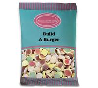 Sweets and Candy® Build A Burger 1Kg - Build A Burger Gummy Sweets 1kg Bulk Bag - Assorted Layered Burger Shaped Jelly & Foam Candy, Soft & Chewy Pick and Mix Party Sweets