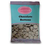 Sweets and Candy® Chocolate Buttons 1kg - Retro Chocolate Candy Buttons - Traditional Choc Drops - Bulk 1 Kilo Bag - Pick and Mix Share Size Bags - A Great Sweet Gift Idea