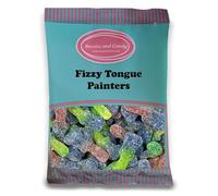 Sweets and Candy® Fizzy Tongue Painters 1Kg | Vegan and Vegetarian Friendly | 1 Kilo Bulk Bag - Retro Fizzy Gummy Paint Brushes - Paint Your Whole Mouth BLUE - Pick and Mix Sweets Share Size Bag