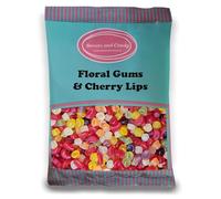 Sweets and Candy® Floral Gums and Cherry Lips Mix 1Kg - Traditional Firm Floral Gums and Cherry Lips Mixed in a Bulk 1 Kilo Bag - Scented Sweets - Pick and Mix Share Size Bags