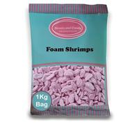Sweets and Candy® Foam Shrimps 1Kg - Retro Raspberry Flavour Foam Sweets - Nostalgic Shrimp Shape Foam Candies - British Sweetshop Favourite - Bulk 1 Kilo Bag - Pick and Mix Share Size Bag
