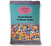 Sweets and Candy® Fruit Salads and Black Jacks Mix 1Kg - Barratts Black Jacks and Fruits Salad Chews Mixed in a Bulk 1 Kilo Bag - Retro Sweet Shop Favourites - Pick and Mix Share Size Bags