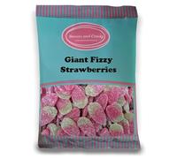 Sweets and Candy® Giant Fizzy Strawberries 1Kg - Vegan and Vegetarian Friendly - 1 Kilo Bulk Bag - Retro Fizzy Gummy Strawberries - Pick and Mix Sweets Share Size Bag - A Great Sweet Gift