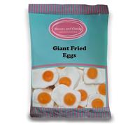 Sweets and Candy® Giant Fried Eggs 1Kg - Retro Giant Jelly Sweets with a Fruity Flavour, Shaped Like Fried Eggs - Bulk 1 Kilo Bag - Pick and Mix Share Size Bags - Retro Pick and Mix