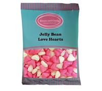 Sweets and Candy® Jelly Bean Love Hearts 1Kg - Retro Pink and White Chewy, Fruity Heart Shapes - Wedding & Love Themed Pick and Mix - 1 Kilo Bulk Sweets - Great Wedding Favours or Valentines Treats