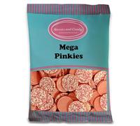 Sweets and Candy® Mega Pinkies 1Kg - Retro Giant Pinkies - Strawberry Chocolate Flavour Candy Discs with Colourful Sprinkles on Top - Bulk 1 Kilo Bag - Pick and Mix Share Size Bags