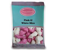 Sweets and Candy® Pink and White Mice 1Kg - Retro Strawberry and Cream Flavour Chocolate Candy Mice - Bulk 1 Kilo Bag - Traditional British Sweet Shop Sweets - Pick and Mix Share Size Bags