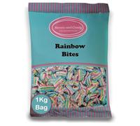 Sweets and Candy® Rainbow Bites 1Kg - Retro Bite Size Fizzy Rainbow Colour Belts - Packed With Fruity Flavour and Coated With Tangy Sugar - Bulk 1 Kilo Bag - Pick and Mix Share Size Bags