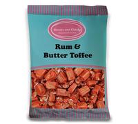 Sweets and Candy® Rum and Butter Toffee 1Kg - Individually Wrapped Creamy Rum and Butter Toffees - 1 Kilo Bulk Bag - Traditional Recipes - Classic Chewy Toffees with Creamy Flavour