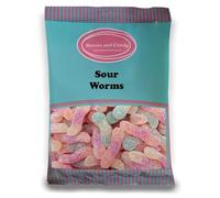 Sweets and Candy® Sour Worms 1Kg - Sour Gummy Worms with a Fizzy Sugar Coating - Slightly Shorter than a Fizzy Snake - Fruity Flavour - Bulk 1 Kilo Bag - Retro Pick and Mix Share Size Sweets