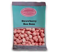 Sweets and Candy® Strawberry Bon Bons 1Kg - Retro Strawberry Flavour Chewy Bon Bons - Pink With A Light Sugar Dusting - Bulk 1 Kilo Bag - British Sweet Shop Favourite - A Great Sweet Gift Idea