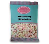 Sweets and Candy® Strawberry Milkshakes 1Kg - Retro Sugar Dusted Strawberry Flavour Gummy Sweets - Creamy Milkshake Flavour - Bulk 1 Kilo Bag - A Great Sweet Gift Idea