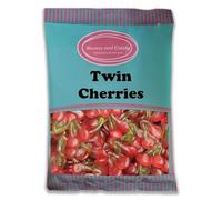 Sweets and Candy® Twin Cherries 1Kg - Retro Fruity Jelly Sweets Bursting With Juicy Cherry Flavour - Two Bright Red Cherries Joined By A Green Stem - Bulk 1 Kilo Bag - Halal Friendly - Pick n Mix Bags