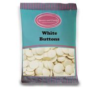 Sweets and Candy® White Buttons 1Kg - Retro Creamy White Chocolate Flavour Candy Pieces - Shaped Like Buttons or Drops - Bulk 1 Kilo Bag - Pick and Mix Share Size Bags
