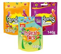 Sweets Bundle With Rowntree's Randoms Tropical Tots Sharing Bag 140g, Cactus Pouch 130g and Juicers Sweets Sharing Bag 140g (3 Pack)