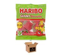 Sweets Share Size Bags | Sweet & Sour Jellies, Gummy Candy & Chewy Treats for Kids & Adults | Party, Halloween, Xmas Gift Snacks | (Giant Strawbs-140)