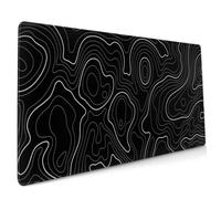 Sweetshow Topographic Contour Gaming Mouse Pad 35.4 X 15.7 Inch XXL Black Geographic Map Lines Full Des Mousepad Extended Large Non-Slip Rubber Base Keyboard Mat with Stitched Edges for Home Office
