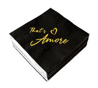 SWEETTALA That's Amore Napkin 50 Pack Black & Gold Italian Wedding Engagement Bachelorette Bridal Shower Party Decorations Thats Amore Paper Cocktail Napkin 3-Ply