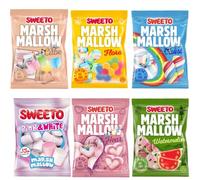 Sweetto Marshmallows Variety Pack 140g - Cube,Floral,Heart,Pink & White,Roller,Strawberry,Twist,Watermelon Flavour Marshmallows (6, Random Mixed)