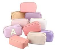 Sweetude 10 Pcs Makeup Bag Bulk for Women Preppy Gift PU Leather Cosmetic Bag Small Skincare Toiletry Pouch Mother Travel Cosmetic Pouch for Bridesmaid Bride Wedding Gift Favors (Pink and Purple)