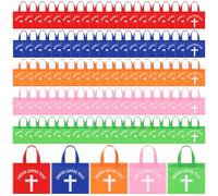 Sweetude 100 Pcs Jesus Loves You Non Woven Bags Bulk Christian Religious Gift Bag Reusable Goodie Treat Bags with Handles for Kids Church Christian Religion Gift