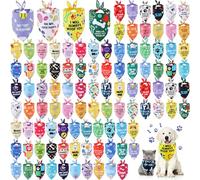 Sweetude 100 Pcs Plaid Dog Bandanas Bulk Paw Print Dog Scarf Bibs Puppy Pet Bandanas with Captions Adjustable Cat Outfit Washable Triangle Scarf Kerchief for Small to Medium(Vivid)