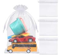 Sweetude 15 Pcs 16 x 24 Inches White Extra Large Drawstring Organza Bags Mesh Gift Drawstring Pouches Mesh Gift Bags Jewelry Pouches for Party Wedding Favor Candy Bottle Sample