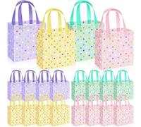 Sweetude 16 Pcs Pastel Gift Bags Pastel Dots Gift Bag with Handles Rainbow Party Favors Non Woven Reusable Tote for Women Wedding Birthday Baby Shower Mothers Day Party Decorations