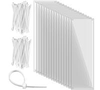 Sweetude 16 Pcs Pet Cage Liner 14'' x 4.5'' Cage Urine Guard Side Lining Clear Sheet Rabbit Guinea Pig Side Lining with Holes Zip Ties for Hedgehog Hamster Chinchilla Rabbit and Other Small Animals