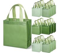 Sweetude 16 Pcs Sage Green Gift Bags Greenery Color Gift Bag with Handles Party Favors Non Woven Reusable Tote for Women Wedding Birthday Baby Shower Mother's Day Party Decorations