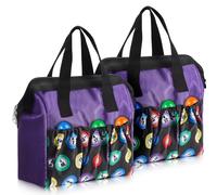 Sweetude 2 Pcs Bingo Dauber Bag Bingo Tote Bag Handle and Zipper Bingo Bag with 6 External Pockets and 3 Internal Pockets for Go Out, Purple, Tote
