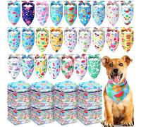 Sweetude 200 Pieces Hawaiian Dog Bandanas Bulk Summer Bandanas for Dogs Pineapple Palm Leaves Fruit Pattern Pet Triangle Scarf Puppy Dog Kerchief Bibs for Summer Holiday Costume Accessories Decoration