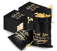 Sweetude 200 Pieces Thank You Satin Gift Bags Bulk 4 x 6 Inch Satin Drawstring Bags for Team Coworkers Employees Thank You for Being Awesome Favor Candy Bags Satin Jewelry Pouches for Holiday Party