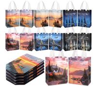 Sweetude 24 Pcs Christmas Nautical Appreciation Nonwoven Gift Bags with Handle Bulk 10" x 8" x 4" Christmas Reusable Tote Bags for Family Employee Staff Nurse Gifts Wrapping Party Supplies Decor