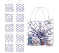 Sweetude 24pcs Clear Mermaid Party Favor Bags PVC Plastic Gift Bags with Handles Mermaid Theme Party Favor Under The Sea Pattern for Candy Snack Birthday Baby Shower Supplies