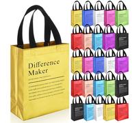 Sweetude 25 Pcs Difference Maker Thank You Gift Bags Bulk Reusable Thank You Goodie Candy Bags with Handle Non Woven Foldable Handbag for Wedding Baby Shower Graduation Gifts Party Favors (Colorful)