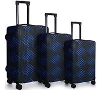 Sweetude 3 Pcs Luggage Cover Set Travel Suitcase Cover Baggage Protective Cloth Washable Anti Scratch Luggage Protector Fits 18-28 Inch Luggage, 3 Sizes, Black, Small, Medium, Large, Rhombus