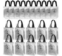 Sweetude 30 Pcs Christian Gift Bag Bulk Mother's Day Religious Bag with Handle Medium Size Bible Verse Reusable Non Woven Handbag for Coworker Women Men Fathers Day Church Members(Black and Sliver)
