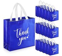 Sweetude 30 Pcs Thank You Gift Bags with Handles Bulk Reusable Goodie Bag Non Woven Foldable Handbag for Graduation Wedding Bridesmaid Gifts(11 x 12 x 5 Inch,Royal Blue)