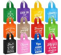 Sweetude 48 Pcs Inspirational Employee Appreciation Gifts Bags Bulk Bible Verse Gift Bags for Women Religious Reusable Inspirational Christian Tote with Handle, Colorful