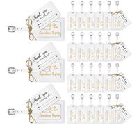 Sweetude 48 Sets Leather Luggage Tag Bulk and So The Adventure Begins Luggage Tags with Name Card for Wedding Bridal Shower Bachelorette Honeymoon Travel Graduation Gifts(White)