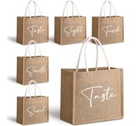 Sweetude 5 Senses Gift Bags for Him Her Burlap Five Senses Tote Bags with Handles Sight Smell Touch Taste Sound Gifts Decorations for Men Women Birthday Party Wedding Anniversary Christmas
