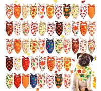 Sweetude 50 Pieces Fall Dog Bandanas Bulk Maple Leaves Dog Bandanas for Dogs Triangle Dog Scarf Dog Kerchief Set Dog Bandanas for Fall Thanksgiving Pet Costume Accessories (25.6 x 17.7 x 17.7 Inch)