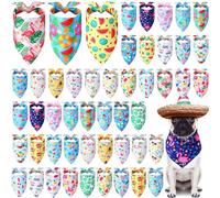 Sweetude 50 Pieces Summer Themed Dog Bandanas Bulk Fruit Dog Bandanas for Dogs Triangle Dog Scarf Dog Kerchief Set Dog Bandanas for Summer Hawaiian Pet Costume Accessories