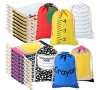 Sweetude 72 Pcs Teacher Survival Kit Gift Bags 4 x 6 Composition Notebook Drawstring Bag for Teacher Student Welcome Back to School Gift Bag in Bulk First Day of School Classroom Party Favor (Cute)