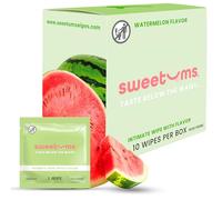 Sweetums Feminine Wipes for Women, Watermelon, pH Balanced - Pack of 10 | Individually wrapped, pH balanced flavored wipes for women designed for on-the-go freshness and convenience