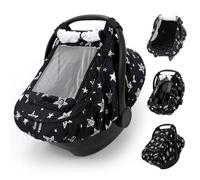 Sweetwavet Baby Car Seat Cover Outdoor Car Seat Canopy, 2 Layers with Mesh and Sunshade Window for Summer and Winter, Easy Car Seat Covers